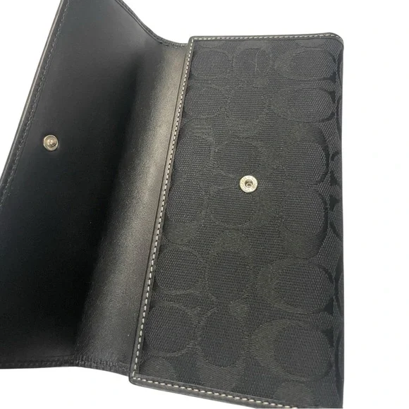 Coach Leatherware Black Signature Jacquard Canvas & Leather Trim Trifold Wallet - Picture 7 of 13